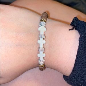 Handmade brown cross handmade beaded bracelet